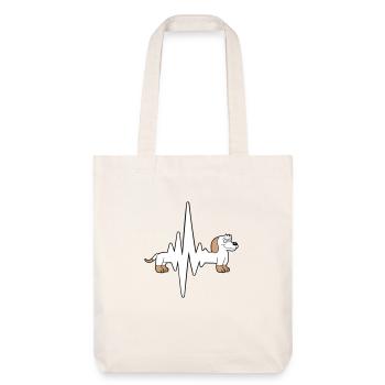 chien long teckel pouls fréquence cardiaque drôle - Tote bag épais recyclé Stanley/Stella - blanc cassé - Devant