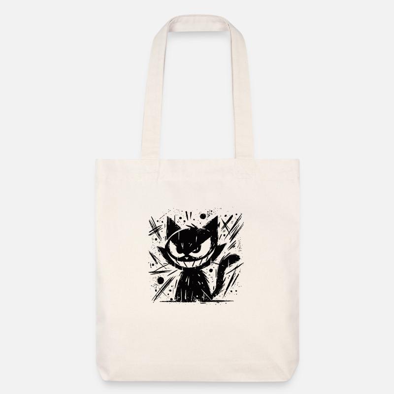 Cat with a diabolical plan - Stanley/Stella Heavyweight Recycled Tote Bag - natural white