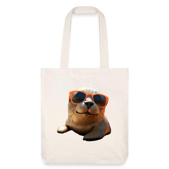 Robbe mit Sonnenbrille Seehund Walross Süße Robben - Stanley/Stella recycelter Heavyweight Stoffbeutel - Naturweiß - Vorne
