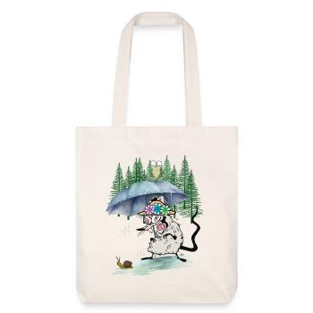 Drôle de rat forêt temps pluvieux parapluie randonnée - Tote bag épais recyclé Stanley/Stella - blanc cassé - Devant