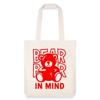 Bear in Mind – Roter Teddy Bär Shirt Statement Red - Stanley/Stella recycelter Heavyweight Stoffbeutel - Naturweiß - Vorne