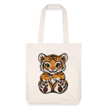 Süsser Tiger – Lustige Geschenkidee für Kinder - Stanley/Stella recycelter Heavyweight Stoffbeutel - Naturweiß - Vorne