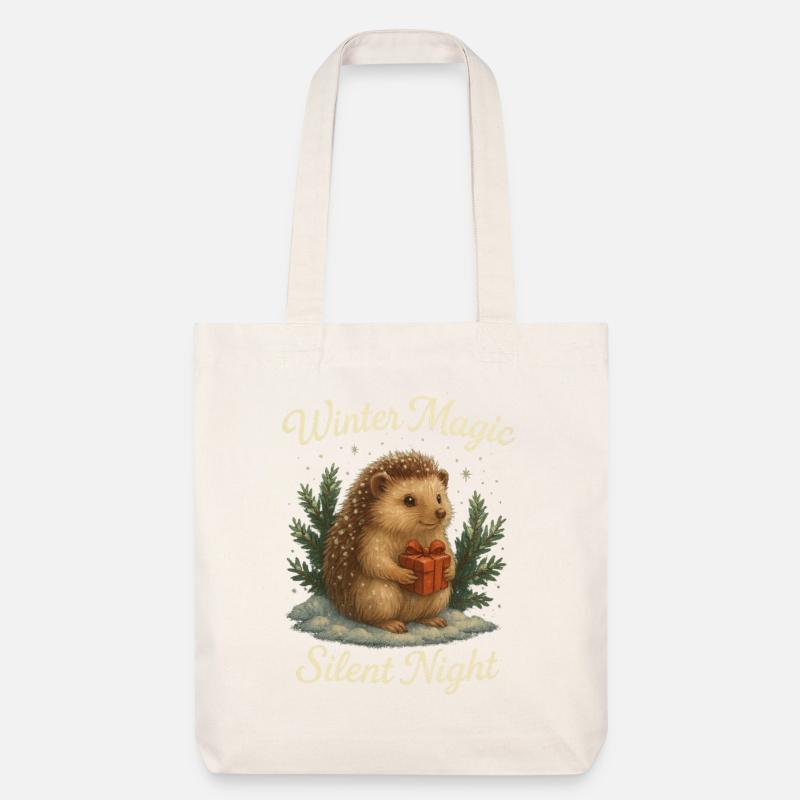 Magie de l’hiver – Douce nuit avec hérisson - Tote bag épais recyclé Stanley/Stella - blanc cassé