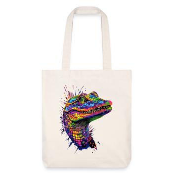 Kaiman Krokodil Alligator Reptilien Kroko Kaimane - Stanley/Stella recycelter Heavyweight Stoffbeutel - Naturweiß - Vorne