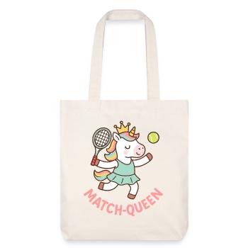 Match Queen Einhorn Tennis Shirt Mädchen - Stanley/Stella recycelter Heavyweight Stoffbeutel - Naturweiß - Vorne