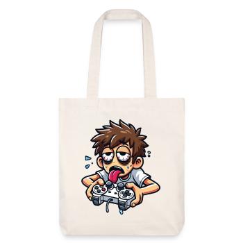 Exhausted Gamer in Action - Stanley/Stella Heavyweight Recycled Tote Bag - natural white - Front