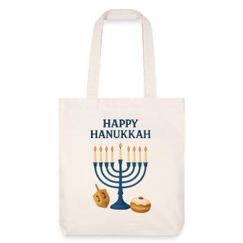 Happy Hanukkah Menorah Festive Light - Stanley/Stella Heavyweight Recycled Tote Bag - natural white - Front