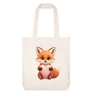 Süßer Fuchs mit Herz - Stanley/Stella recycelter Heavyweight Stoffbeutel - Naturweiß - Vorne