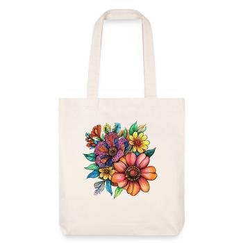 Fleurs splendantes couleurs néon - Tote bag épais recyclé Stanley/Stella - blanc cassé - Devant
