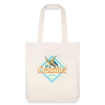 Cozumel Insel in Mexiko Retro Schildkröte Souvenir - Stanley/Stella recycelter Heavyweight Stoffbeutel - Naturweiß - Vorne