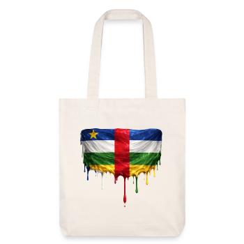 Central African Republic Flagge Tropfenpalette - Stanley/Stella recycelter Heavyweight Stoffbeutel - Naturweiß - Vorne