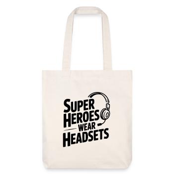 Superhelden tragen Headsets - Stanley/Stella recycelter Heavyweight Stoffbeutel - Naturweiß - Vorne
