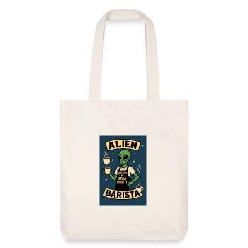 Alien Barista Kaffee Kunst T-Shirt - Stanley/Stella recycelter Heavyweight Stoffbeutel - Naturweiß - Vorne
