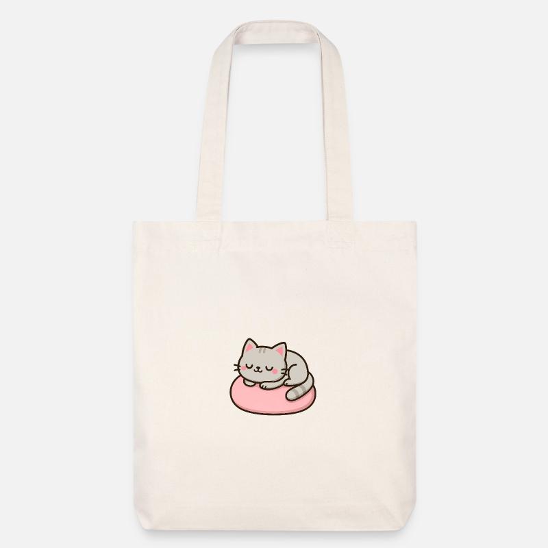 Chat doux sur coussin rose - Tote bag épais recyclé Stanley/Stella - blanc cassé