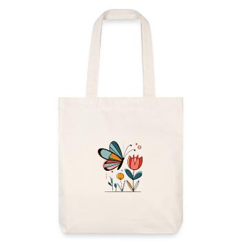 Papillon à motif printanier avec des fleurs - Tote bag épais recyclé Stanley/Stella - blanc cassé - Devant