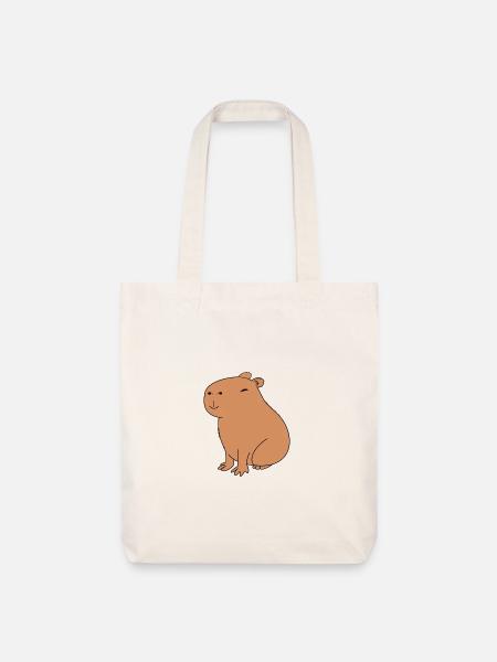 Fröhliches Capybara - Stanley/Stella recycelter Heavyweight Stoffbeutel - Naturweiß