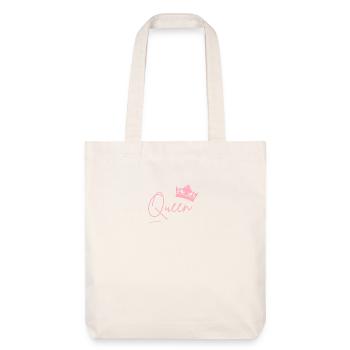 Queen Schriftzug mit Krone – Pink Power - Stanley/Stella recycelter Heavyweight Stoffbeutel - Naturweiß - Vorne