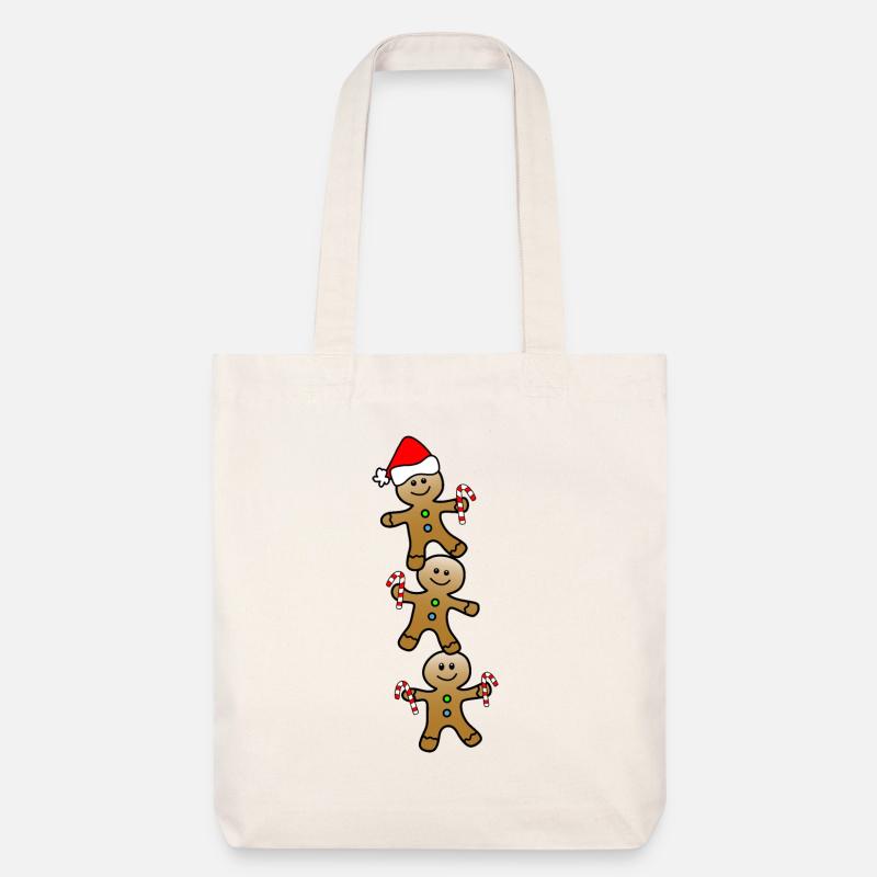 Weihnachtskuchenmann - Stanley/Stella recycelter Heavyweight Stoffbeutel - Naturweiß