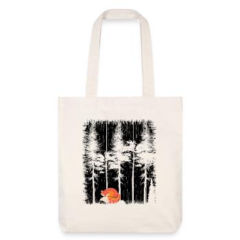 Sweet Fox in the Forest Retro Pattern Vintage Tree Forest - Stanley/Stella Heavyweight Recycled Tote Bag - natural white - Front