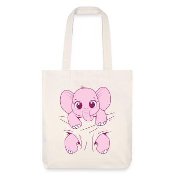 Baby Elefant tragen rosa Elefantenbaby Babyelefant - Stanley/Stella recycelter Heavyweight Stoffbeutel - Naturweiß - Vorne