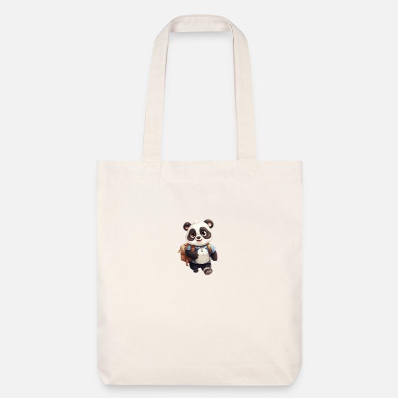 Panda Moritz - Stanley/Stella recycelter Heavyweight Stoffbeutel - Naturweiß