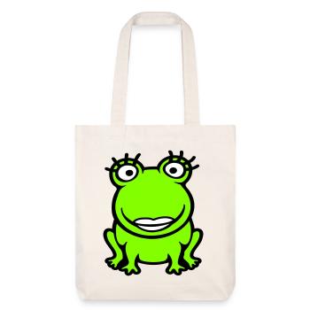 Frosch Girl Wimpern hübsche Frau weiblich Mädchen - Stanley/Stella recycelter Heavyweight Stoffbeutel - Naturweiß - Vorne