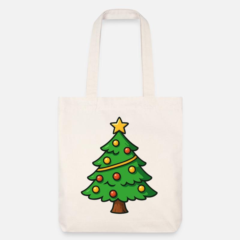 Weihnachtsbaum mit Stern - Stanley/Stella recycelter Heavyweight Stoffbeutel - Naturweiß