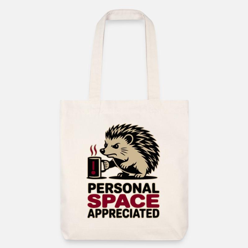 Grumpy Hedgehog Personal Space Introvert Coffee - Tote bag épais recyclé Stanley/Stella - blanc cassé