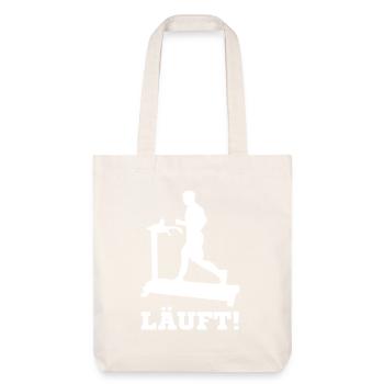 Jogger auf Laufband. LÄUFT! - Stanley/Stella recycelter Heavyweight Stoffbeutel - Naturweiß - Vorne