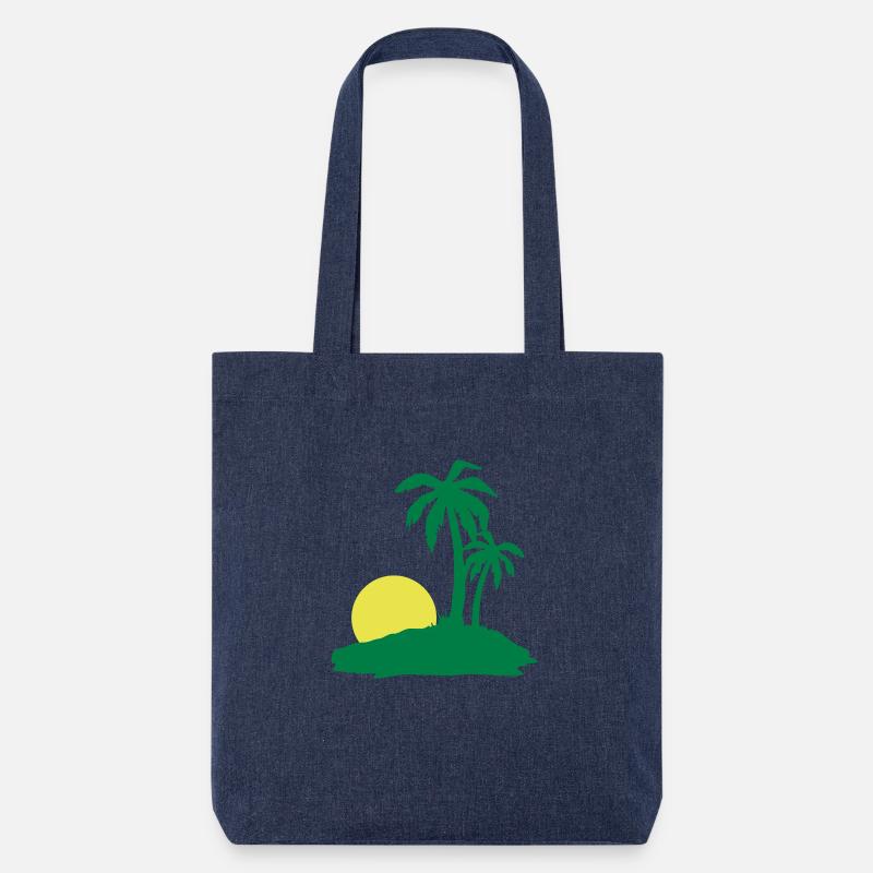 Palmen Sonne Strand - Stanley/Stella recycelter Heavyweight Stoffbeutel - melange Blue