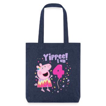 Peppa Wutz Ich Bin 4 Jahre Geburtstag - Stanley/Stella recycelter Heavyweight Stoffbeutel - melange Blue - Vorne