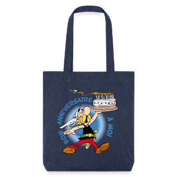 Asterix & Obelix Asterix Geburtstagstorte Design - Stanley/Stella recycelter Heavyweight Stoffbeutel - melange Blue - Vorne