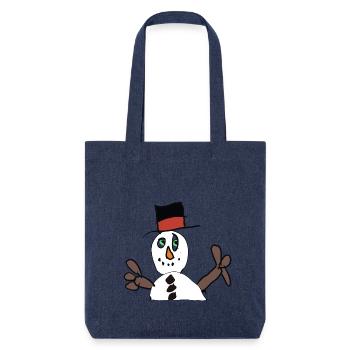 Winter Magic Snowman in Hat - Stanley/Stella Heavyweight Recycled Tote Bag - melange blue - Front