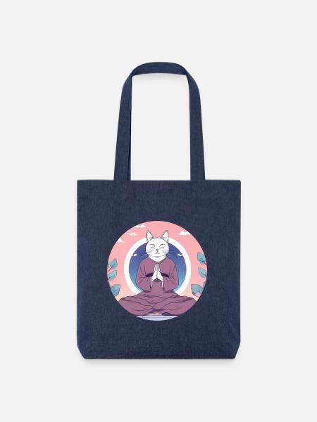 Eine Zen-Katze - Stanley/Stella recycelter Heavyweight Stoffbeutel - melange Blue