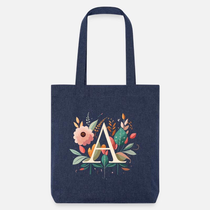 Une typographie avec des fleurs - Tote bag épais recyclé Stanley/Stella - mélange bleu