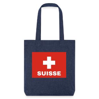 Schweizer Flagge - Stanley/Stella recycelter Heavyweight Stoffbeutel - melange Blue - Vorne
