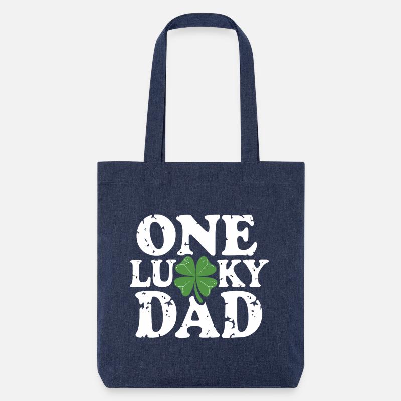 One Lucky Dad Kleeblatt - Stanley/Stella recycelter Heavyweight Stoffbeutel - melange Blue