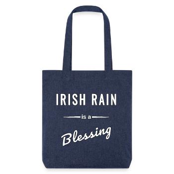 Irish Rain ist ein Segen Spruch - Stanley/Stella recycelter Heavyweight Stoffbeutel - melange Blue - Vorne