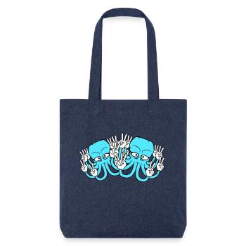Zwei Kraken Peace Handzeichen Victory Symbol Hände - Stanley/Stella recycelter Heavyweight Stoffbeutel - melange Blue - Vorne