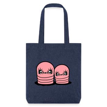 2 vers couple amis regarder trous dans le sol heureux - Tote bag épais recyclé Stanley/Stella - mélange bleu - Devant
