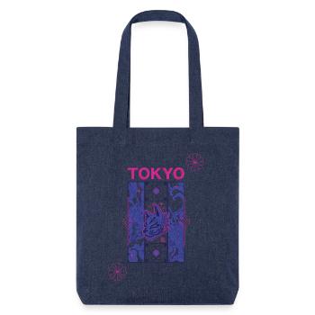 Tokyo Neon Kitsune-Design - Stanley/Stella recycelter Heavyweight Stoffbeutel - melange Blue - Vorne