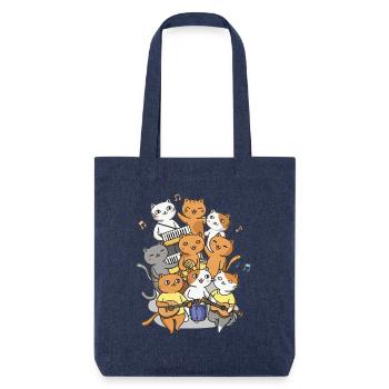 Happy cats making a sound - Stanley/Stella Heavyweight Recycled Tote Bag - melange blue - Front