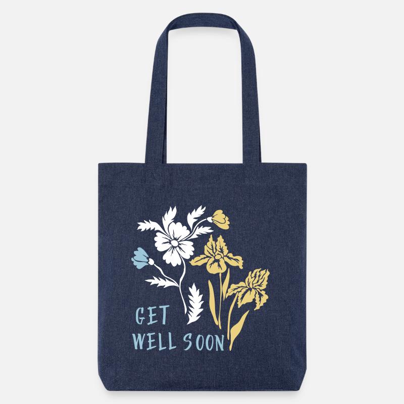 get well soon Blumengruß - Stanley/Stella recycelter Heavyweight Stoffbeutel - melange Blue