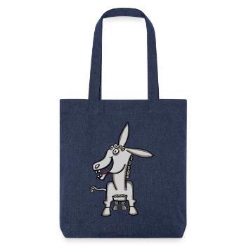 lustiger Esel mit Locken - Stanley/Stella recycelter Heavyweight Stoffbeutel - melange Blue - Vorne