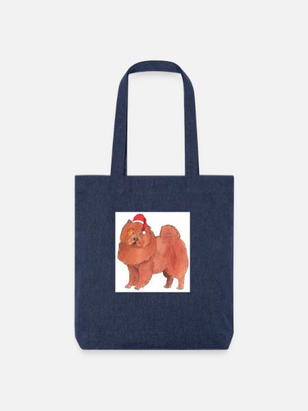 Chow Chow Weihnachtsaufkleber - Stanley/Stella recycelter Heavyweight Stoffbeutel - melange Blue