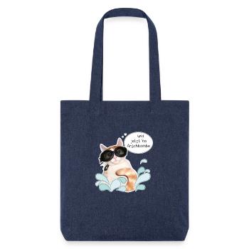 Katze - Sommer - Ferien - Sonne - Arschbombe - DD - Stanley/Stella recycelter Heavyweight Stoffbeutel - melange Blue - Vorne