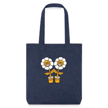 2 Evil Flowers Look Mean Grin Naughty Face - Stanley/Stella Heavyweight Recycled Tote Bag - melange blue - Front