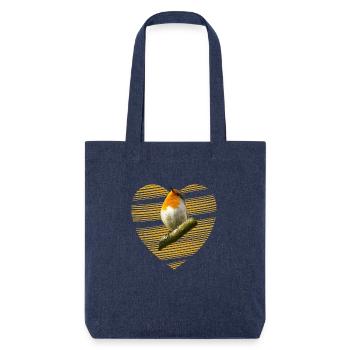 Rotkehlchen Singvogel süßer Vogel - Stanley/Stella recycelter Heavyweight Stoffbeutel - melange Blue - Vorne
