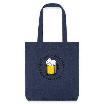Bienen hier - Oder ich fall um! - Stanley/Stella recycelter Heavyweight Stoffbeutel - melange Blue - Vorne