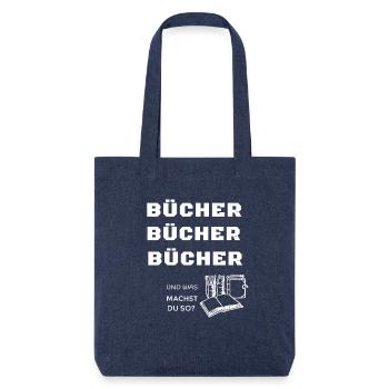 BÜCHER ,BÜCHER, - Stanley/Stella recycelter Heavyweight Stoffbeutel - melange Blue - Vorne